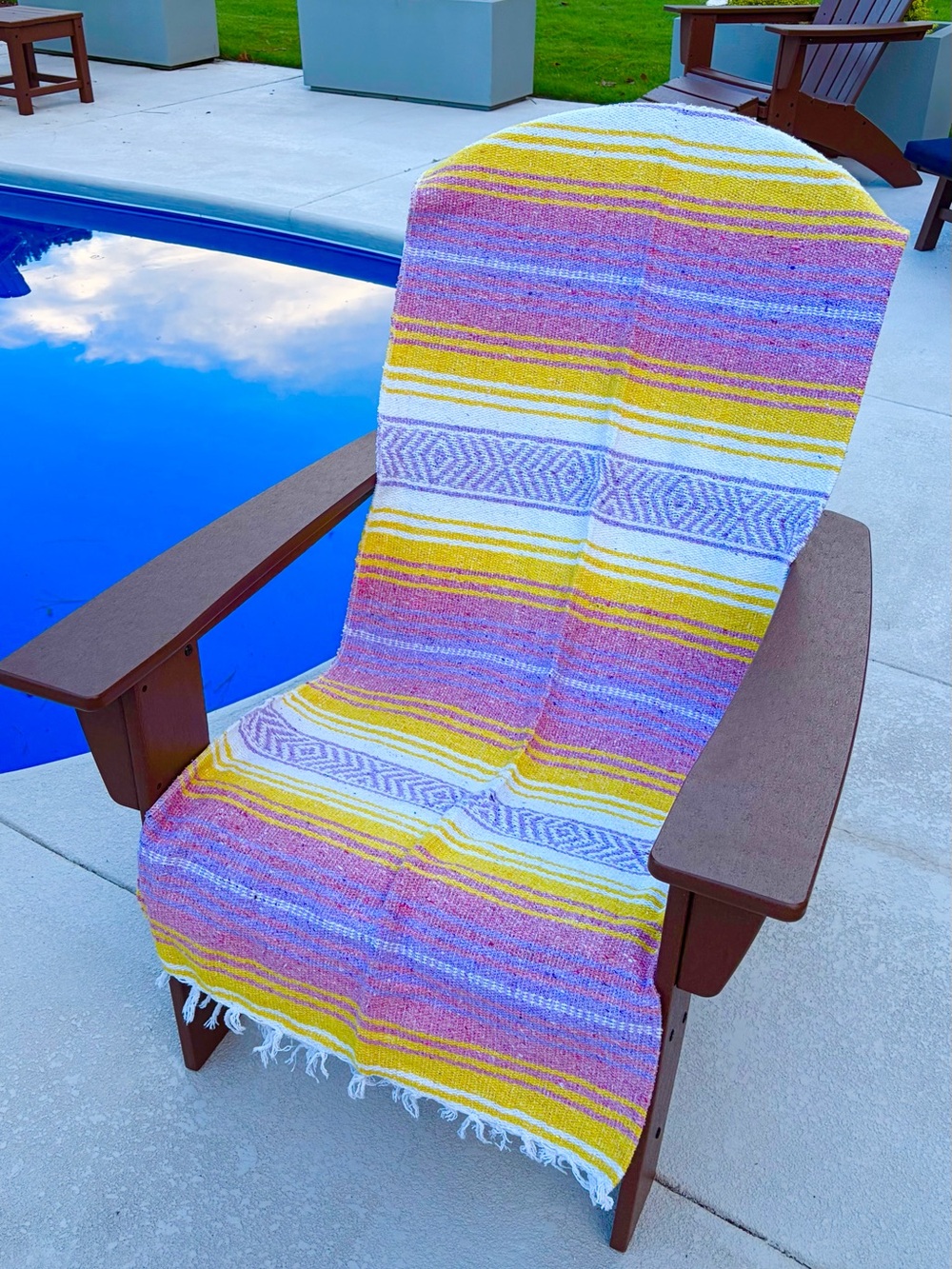 Mexican Falsa Blanket – Woven Striped Serape Throw with Fringe